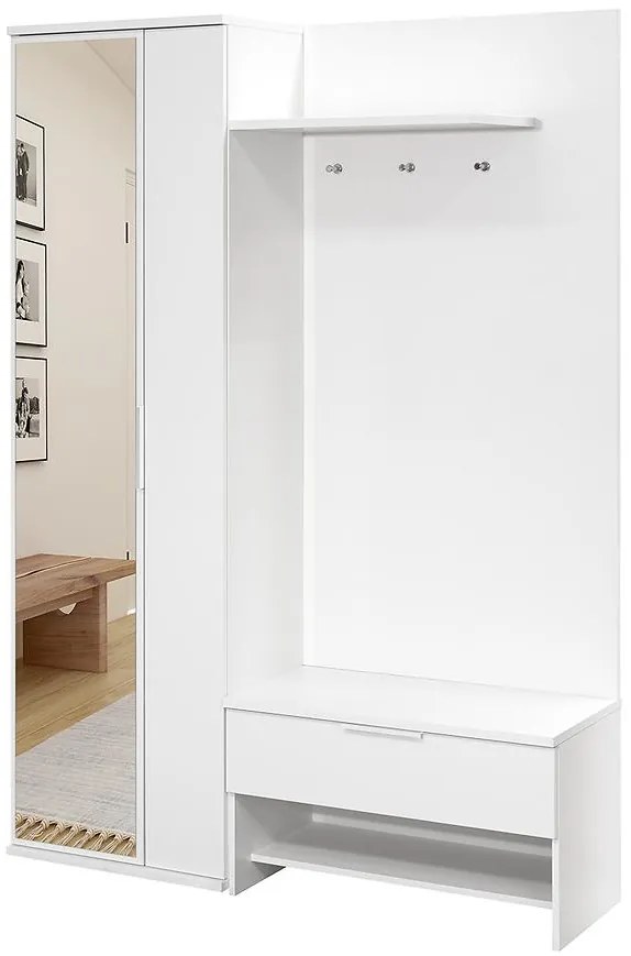 Predsieňový Nábytok Milo 140 biela/zrkadlo