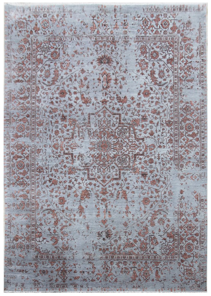 Diamond Carpets India, Ručne viazaný kusový koberec Diamond DC-SIRAPI Silver / copper, 365x550, červená, chodba / predsieň