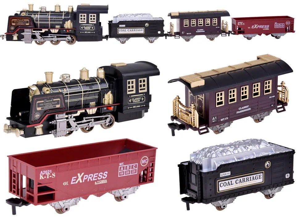 Veľká retro lokomotíva RC0700 s diaľkovým ovládaním, svetlom, parou a realistickým zvukom