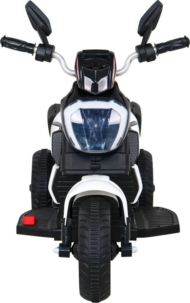 Ramiz Motorka Fast Tourist na batérie pre deti biela + audio + svetlá + ekokoža