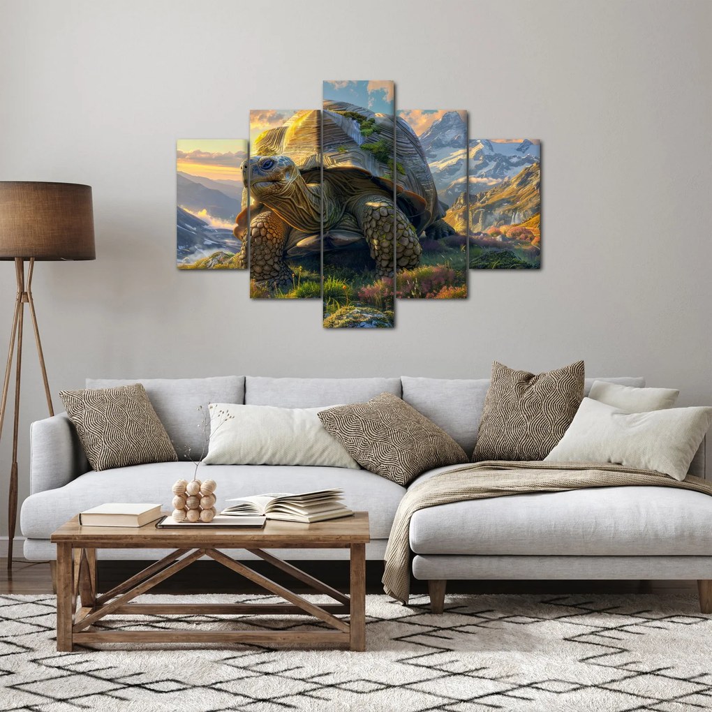 Obraz - Korytnačka a horská krajina (150x105 cm)