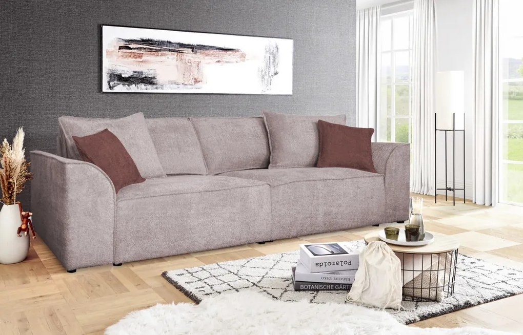 Pohovka John, ružová látka so štruktúrou