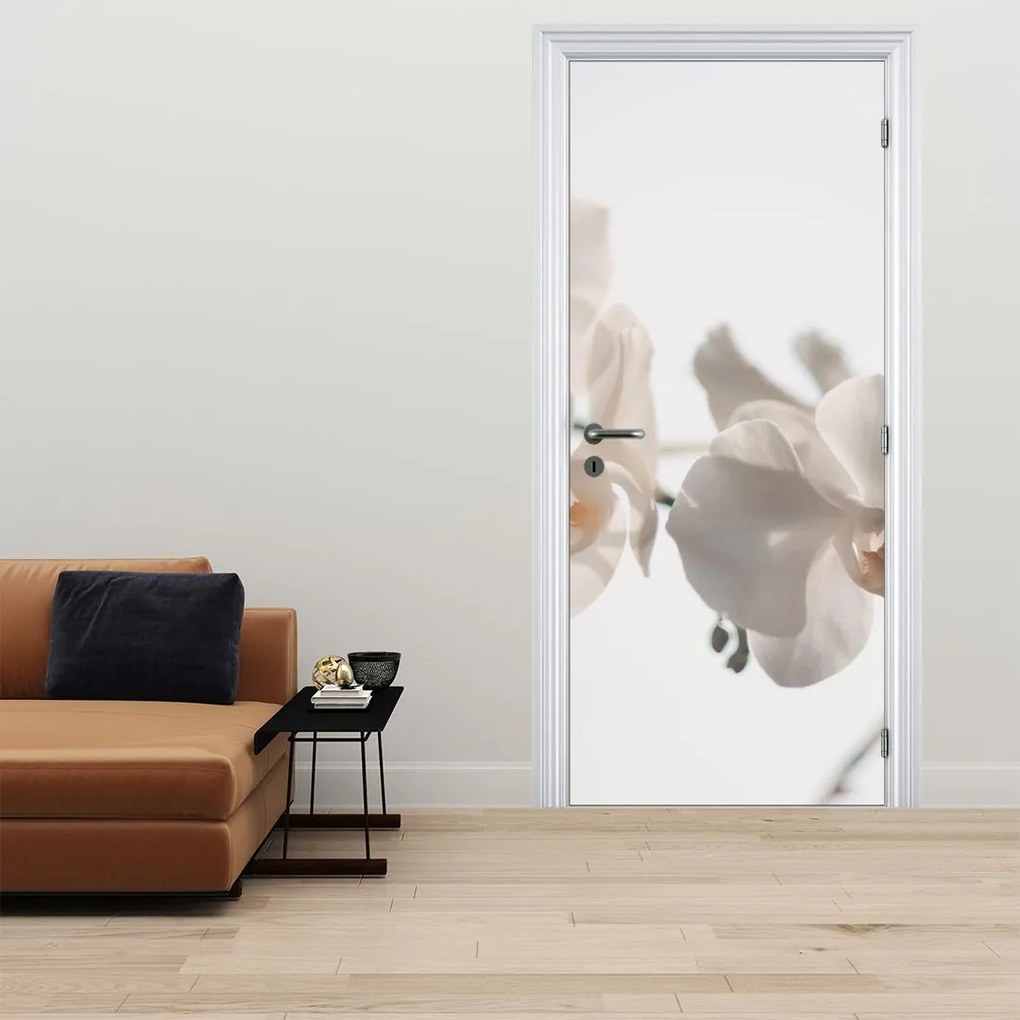 Fototapeta na dvere - Biele orchidey (95x205cm)