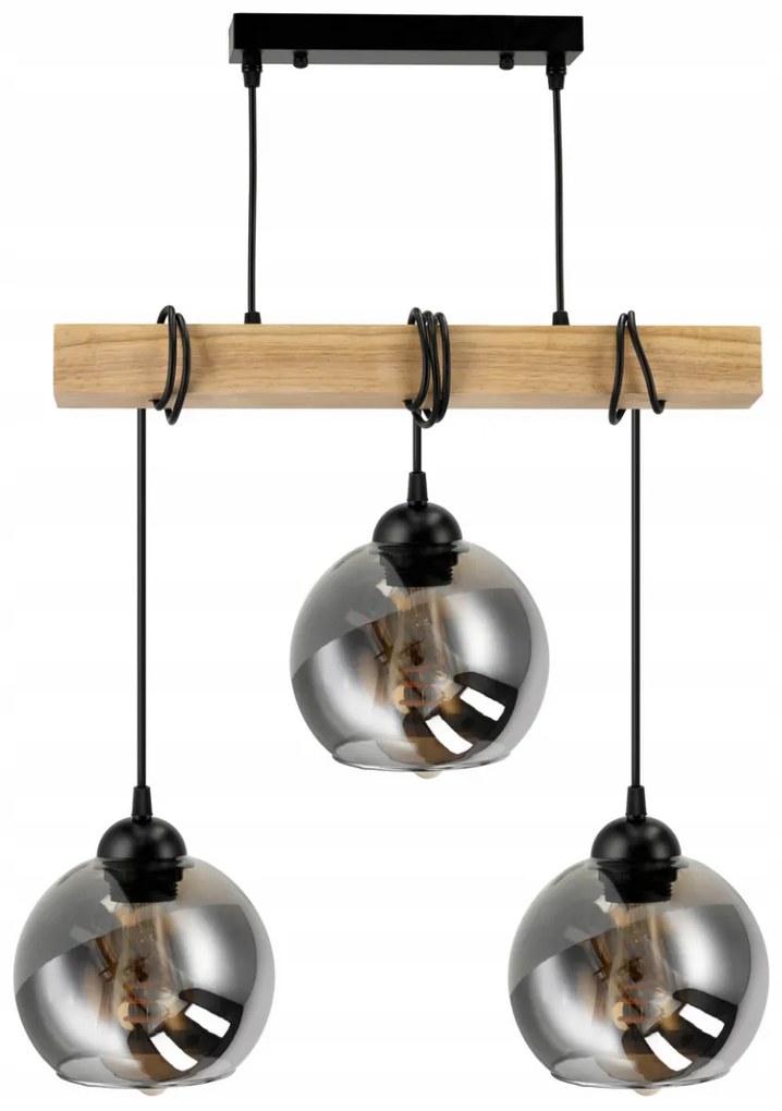 BERGE Sklenená LED závesná lampa Beam 3xE27 - dymová guľa