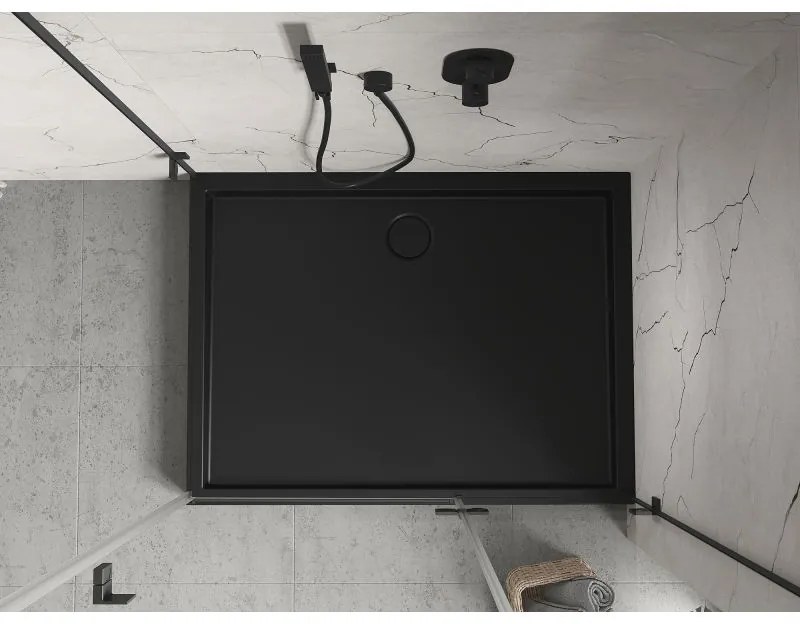 Mexen Flow+, obdĺžniková sprchová vanička 80 x 70 cm, čierna matná, 46R707080H