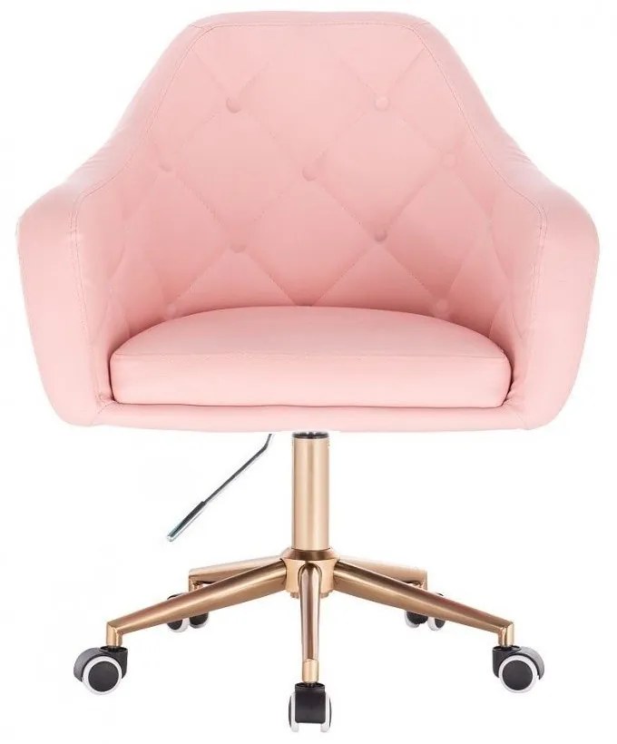 LuxuryForm DESIGN Kreslo ANDORA na zlaté podstave s kolieskami - ružové