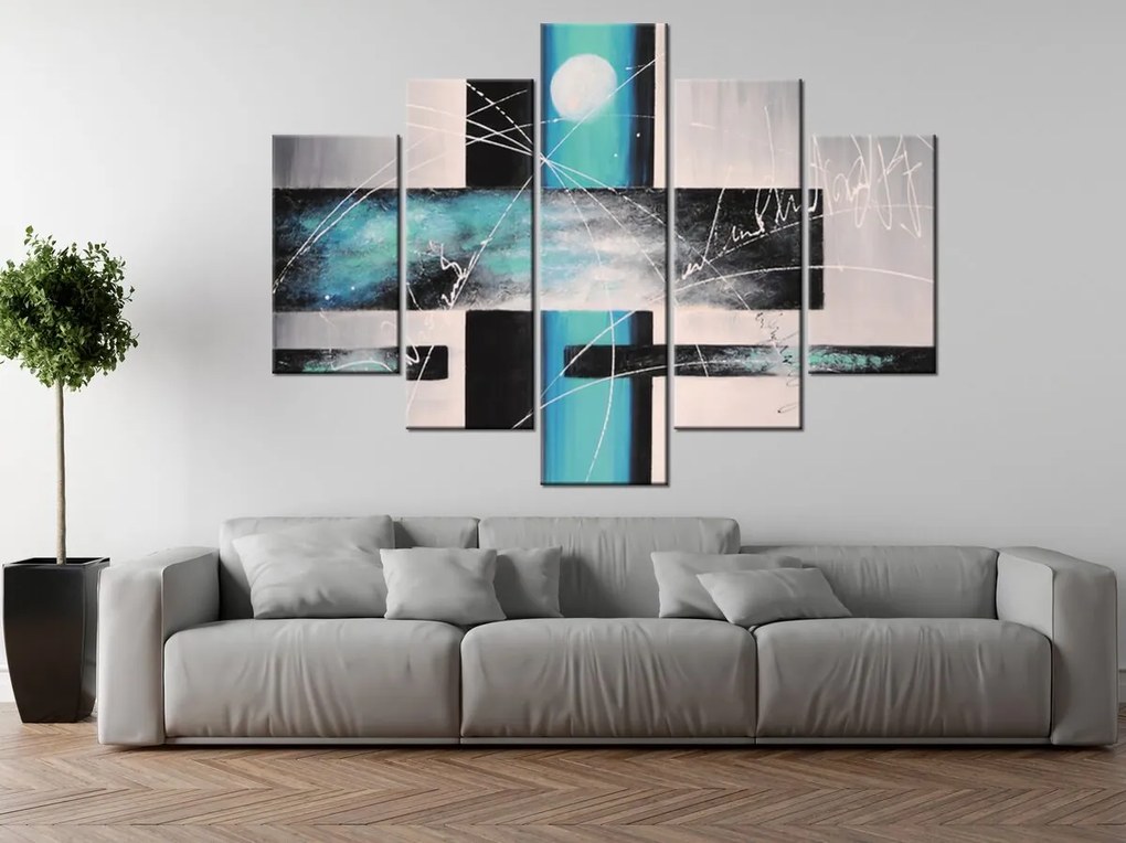 Gario Ručne maľovaný obraz Nebeské šialenstvo - 5 dielny Rozmery: 100 x 70 cm