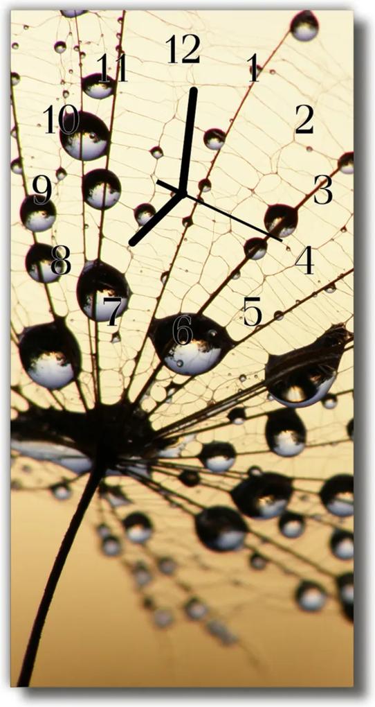 Skleněné hodiny vertikální Příroda: pavučina vypadá zlatě