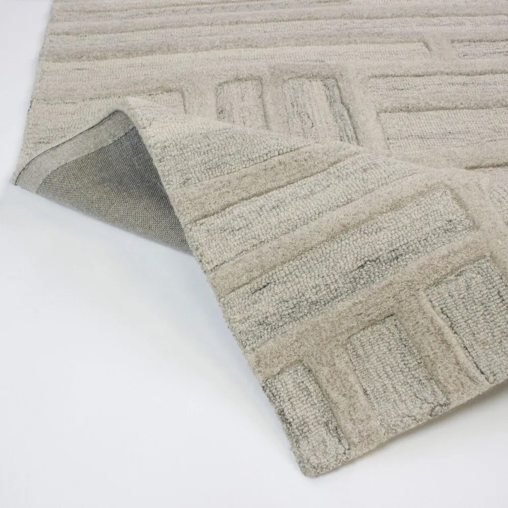 Sivobéžový ručne tkaný vlnený koberec 140x200 cm Elva – Flair Rugs