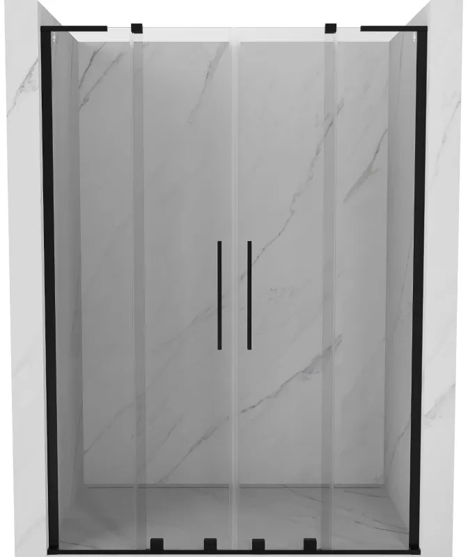 Mexen Velar L Duo, posuvné sprchové dvere do otvoru 140 cm, 8mm číre sklo, čierna matná, 871-140-003-02-70