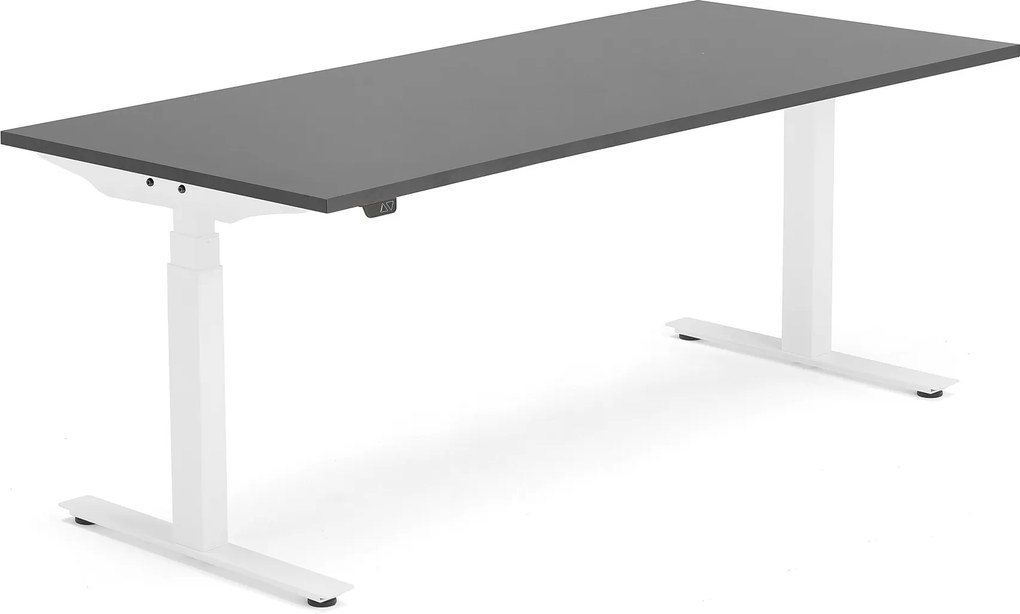 Výškovo nastaviteľný stôl Modulus, T-rám, 1800x800 mm, čierna/biela