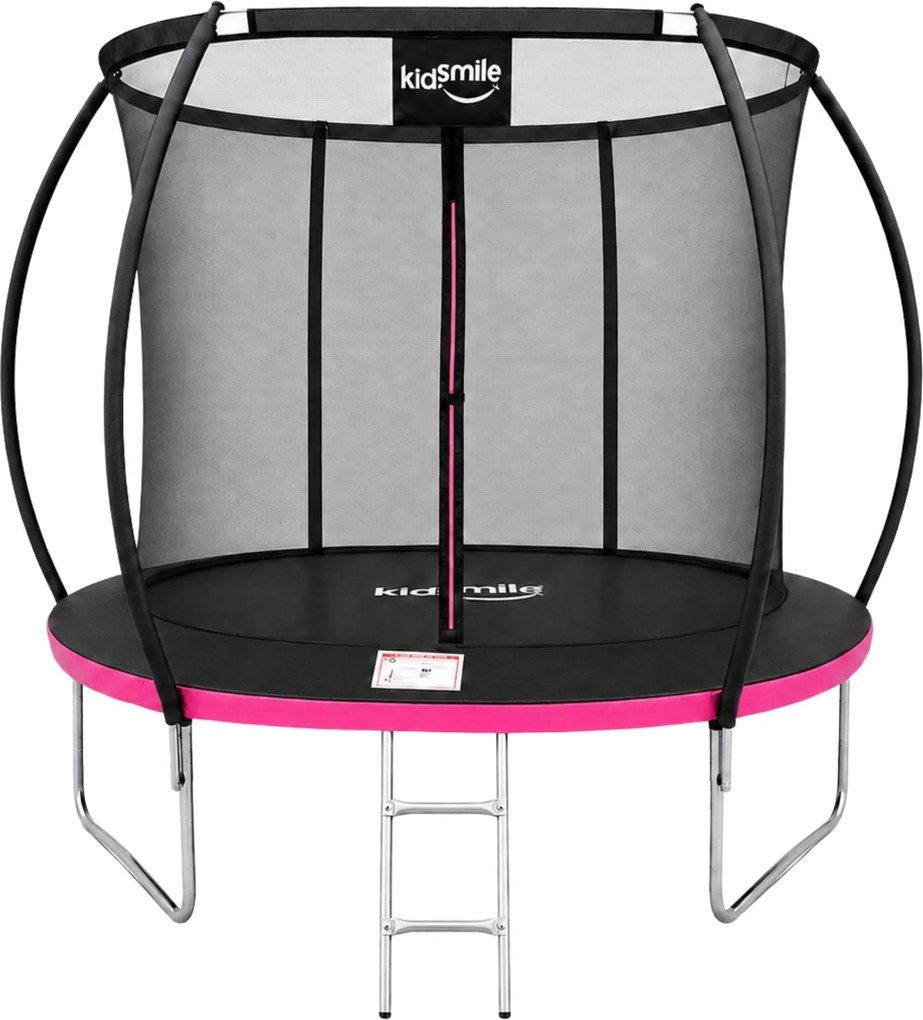 TRENDIE Trampolína s vnútornou sieťou 252 cm ružová + rebrík