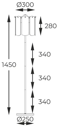 Zuma Line ML3523-3-EGN - Stojacia lampa NIRA 3xE14/40W/230V zlatá