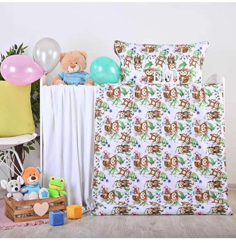 Obliečky detské bavlnené Opice EMI, Detský set 90x130 + 45x65