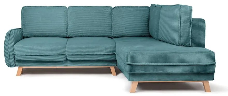 Tyrkysovomodrá menčestrová rozkladacia rohová pohovka (pravý roh) Tori – Bonami Selection