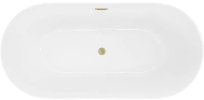 Mexen Luna, Slim voľne stojaca vaňa 170 x 75 cm, biela, zlatý matný prepad, 52041707500-55