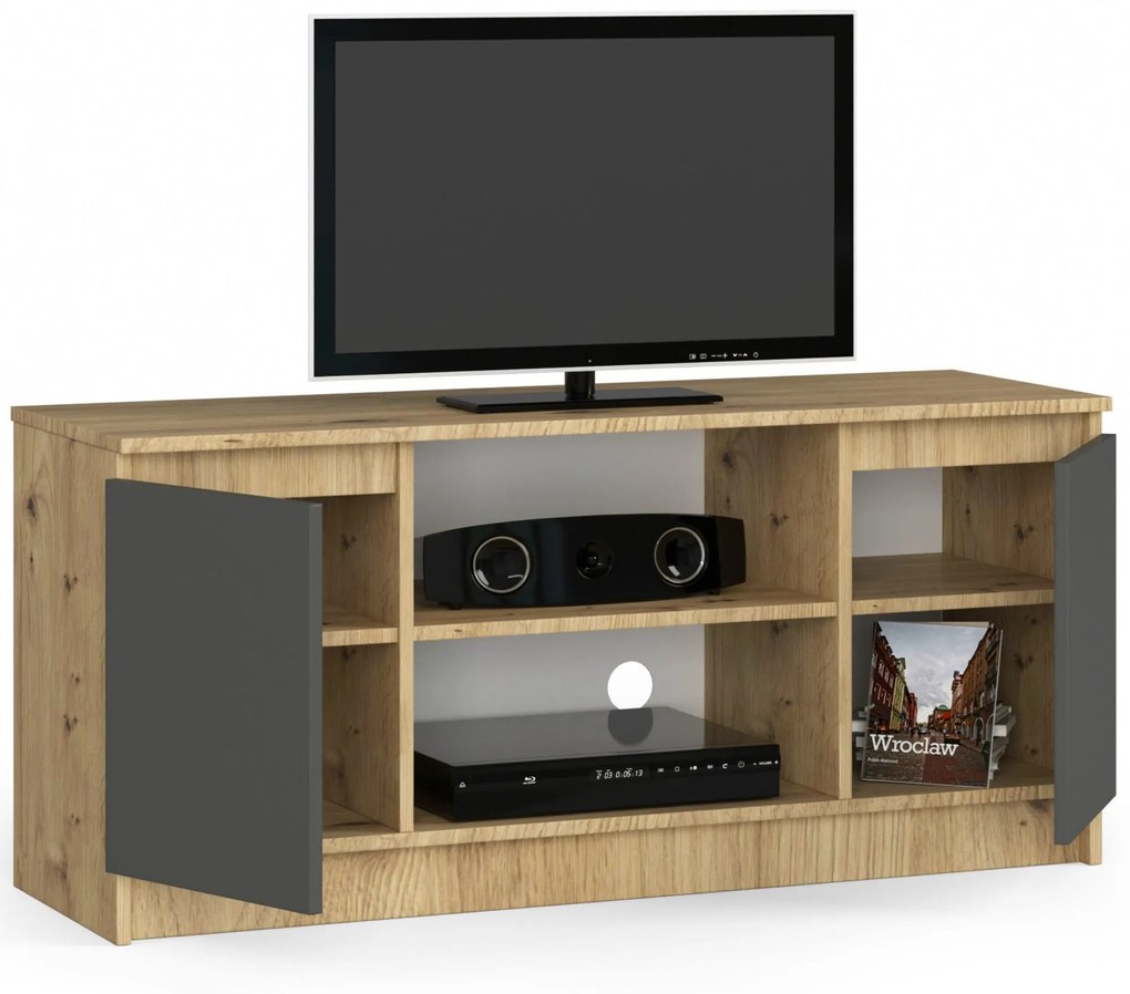 TV stolík Kapono  (dub artisan + sivá). Akcia -19%. Vlastná spoľahlivá doprava až k Vám domov. 1069924