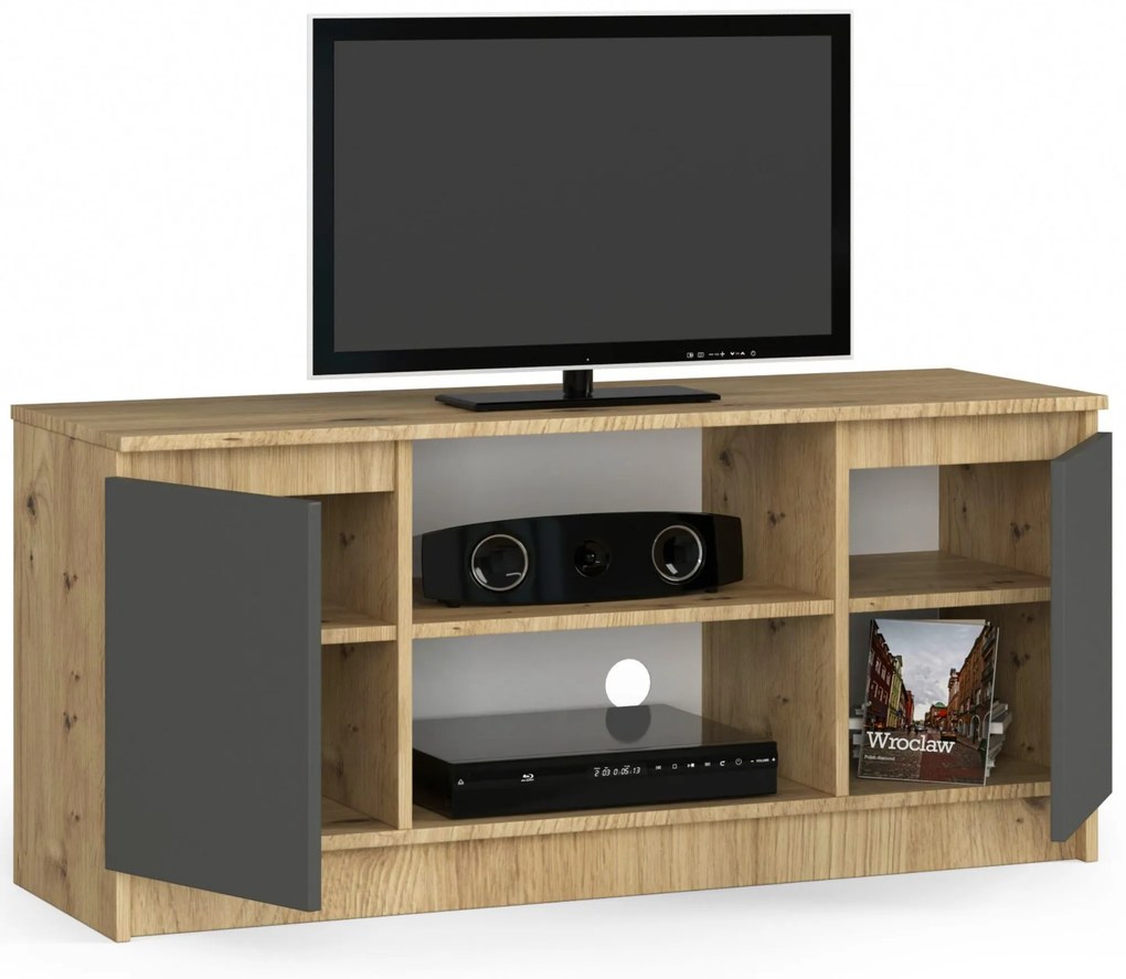 TV stolík Kapono  (dub artisan + sivá). Akcia -22%. Vlastná spoľahlivá doprava až k Vám domov. 1069924