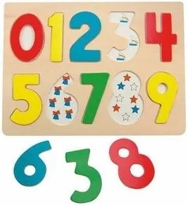Woody Puzzle na doske Čísla s beruškami