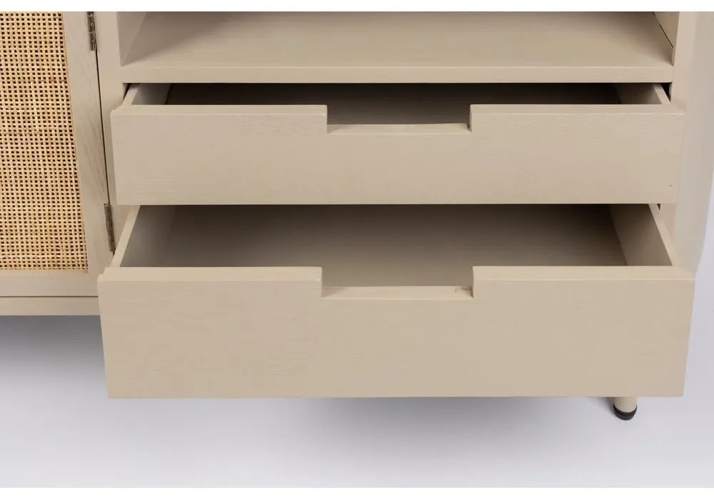 Krémový ratanový TV stolík 150x55 cm Amaya – White Label