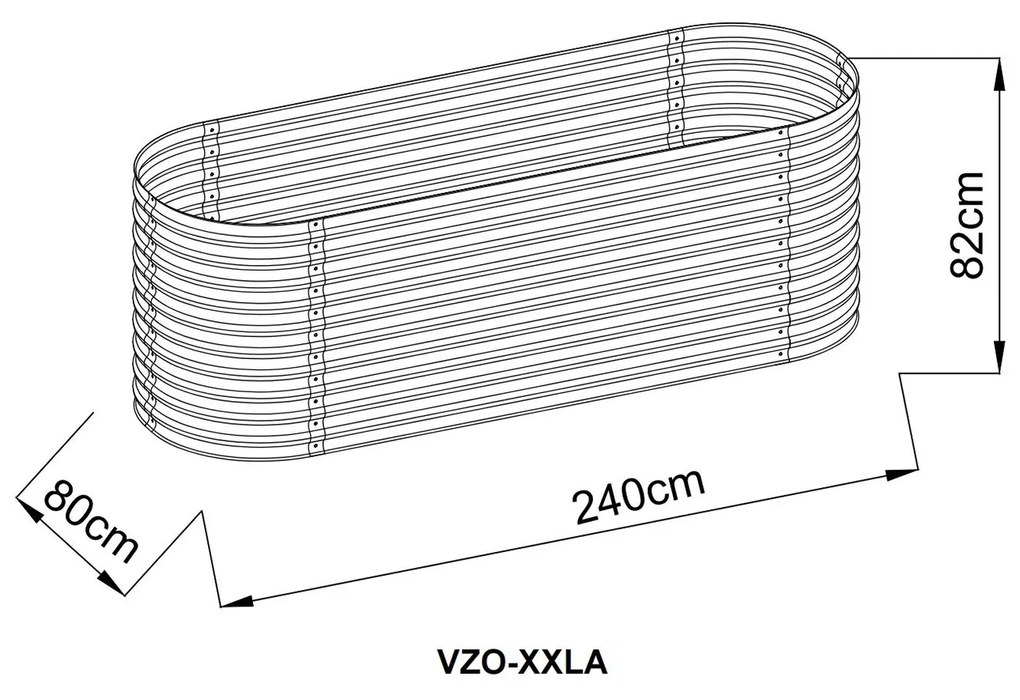Vyvýšený záhradný záhon BestBerg VZO-XXLA / 240 x 80 x 82 cm / šedá