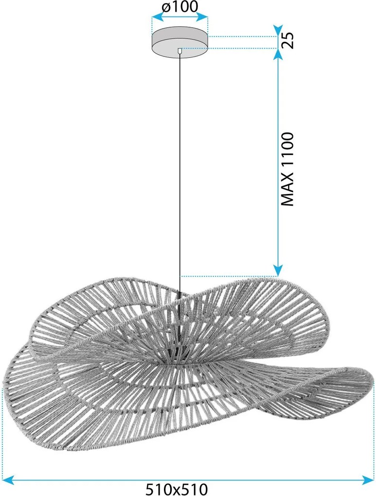 Toolight Toolight, závesné svietidlo BOHO 50cm, 1xE27, APP1737-1CP, prírodná hnedá-čierna, OSW-06060