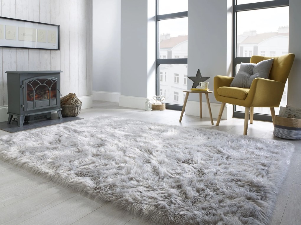 Flair Rugs koberce Kusový koberec Faux Fur Sheepskin Grey - 160x230 cm