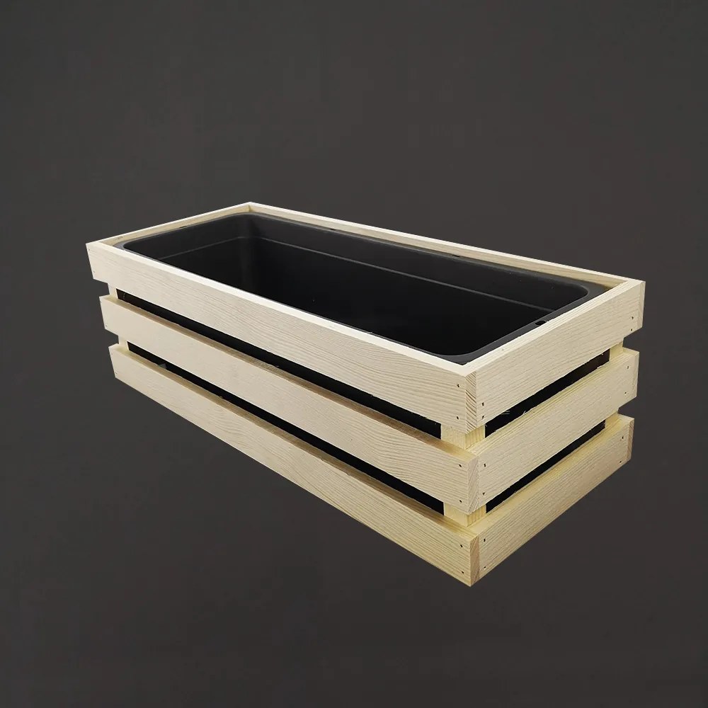 AMADEA Drevený obal s hrantíkom prírodný, 52x21,5x17cm, český výrobok