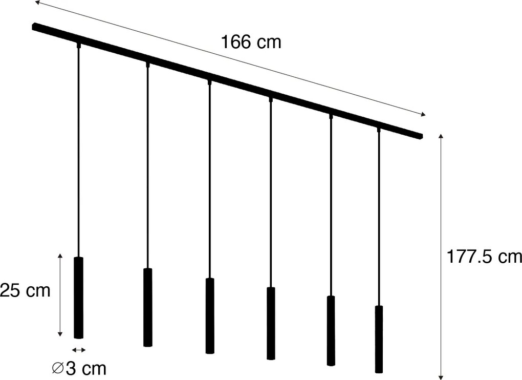 Moderný koľajnicový systém s 6 závesnými svetlami bronzový 1-fázový - Slimline Keno