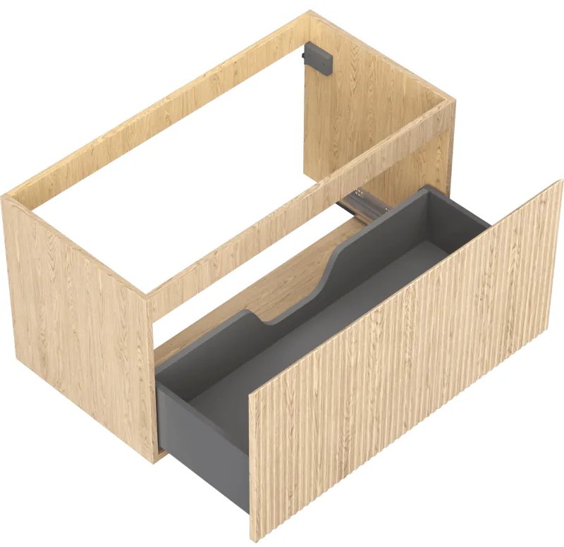 Mexen Rivel, kúpeľňová skrinka 90 cm, 1 zásuvka, drážkovaná, dub, 91A20-09047-1-BF81