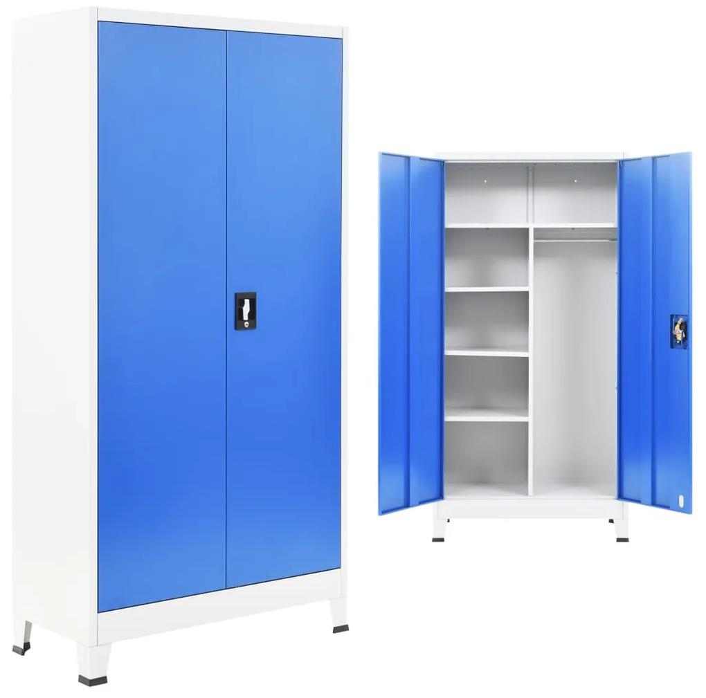 vidaXL Kovová šatňová skrinka s 2 dverami, 90x40x180 cm, šedá a modrá