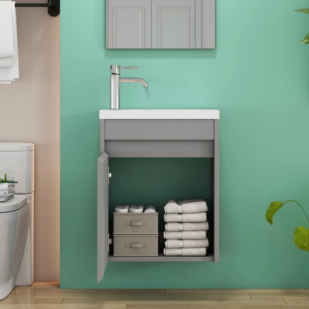 Závesná skrinka s umývadlom Houseland Zendi 40 cm sivá