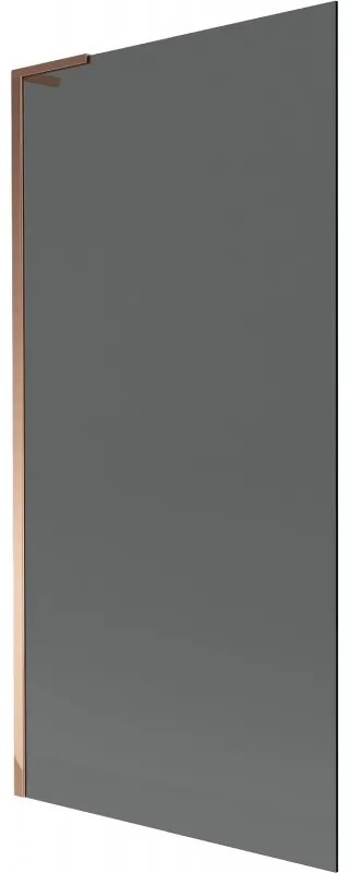 Mexen Next L, 1-krídlová vaňová zástena 90 x 150 cm, 6mm šedé sklo, ružové zlato profil, 895-090-000-03-40-60