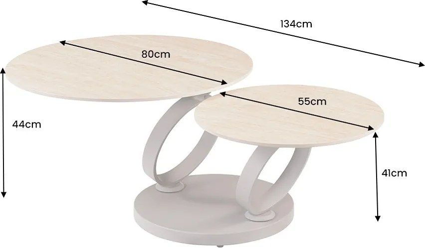 Dizajnový konferenčný stolík Danyale 80-134 cm travertín / šampanský