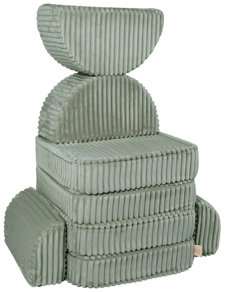 MeowBaby® Churros detská pohovka Max, Olive Sage Green