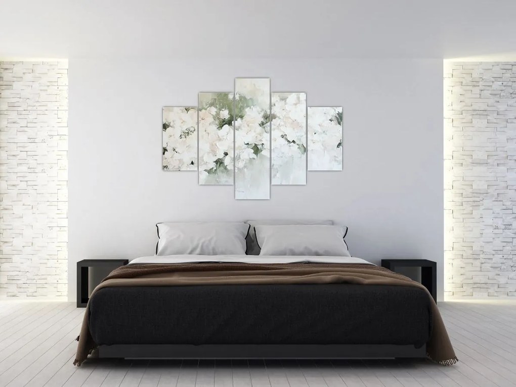 Obraz - Abstrakcia bielych kvetov (150x105 cm)