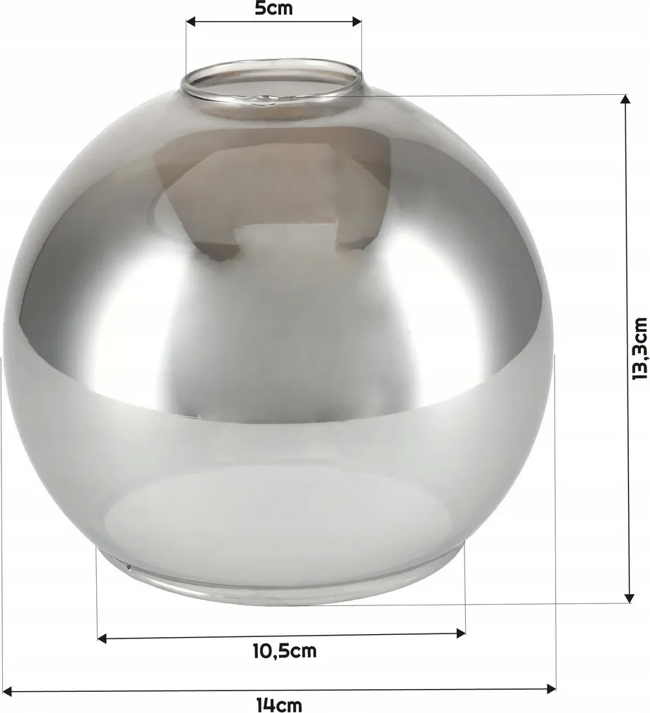 Sklenená stropná lampa s LED žiarovkami, 4xe27 - dymová guľa