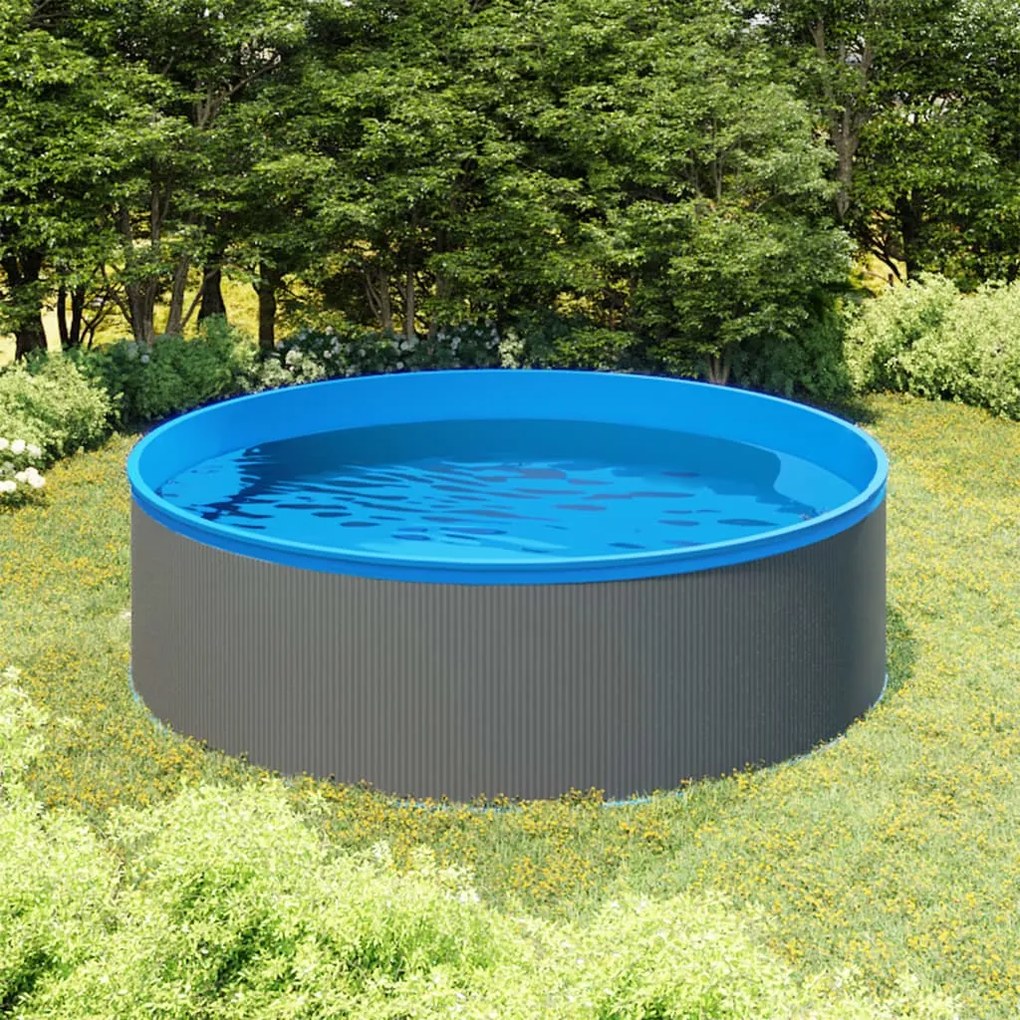 vidaXL Bazén so závesným skimmerom a čerpadlom 350x90 cm sivý