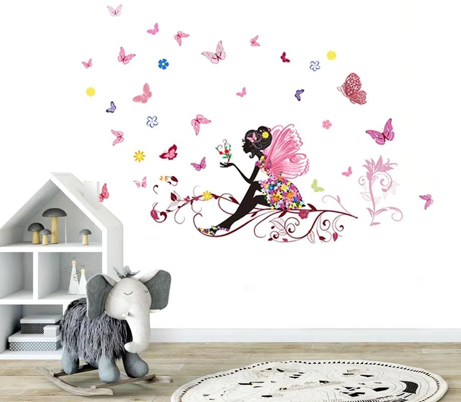 DAALO Samolepka na stenu - víla s motýlikmi