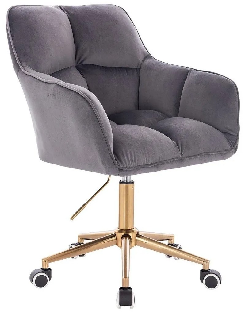 LuxuryForm DESIGN Kreslo AMALFI VELUR na zlatej podstave s kolieskami - tmavo šedé