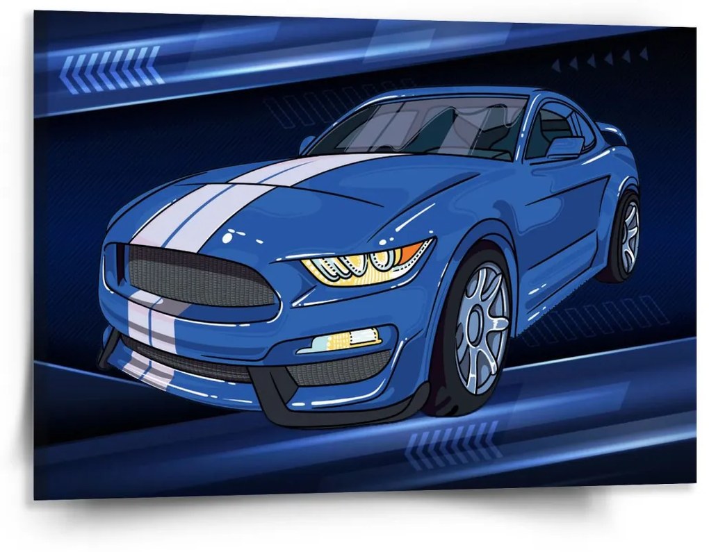 Sablio Obraz Mustang Modré pozadie s pruhmi - 150x110 cm