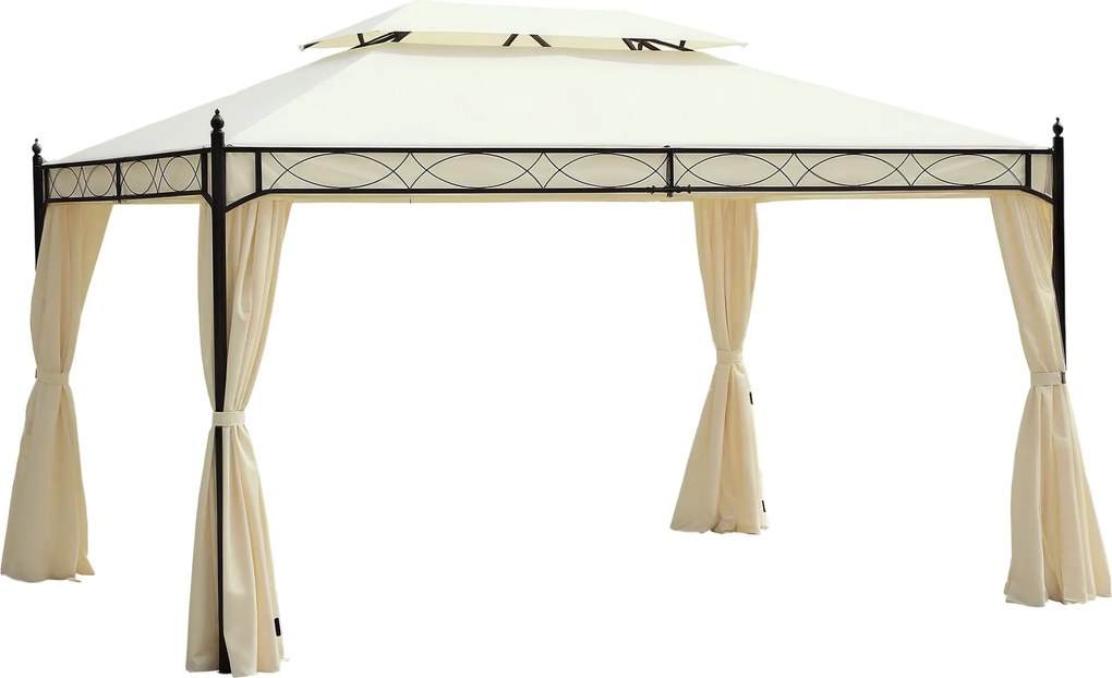 Outsunny Luxusný Pavión Záhradný Altánok Party Stan Marquee Pagoda 3x4m Krémový | Aosom