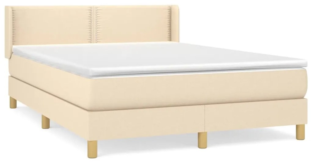 Posteľný rám boxspring s matracom krémový 140x200 cm látka