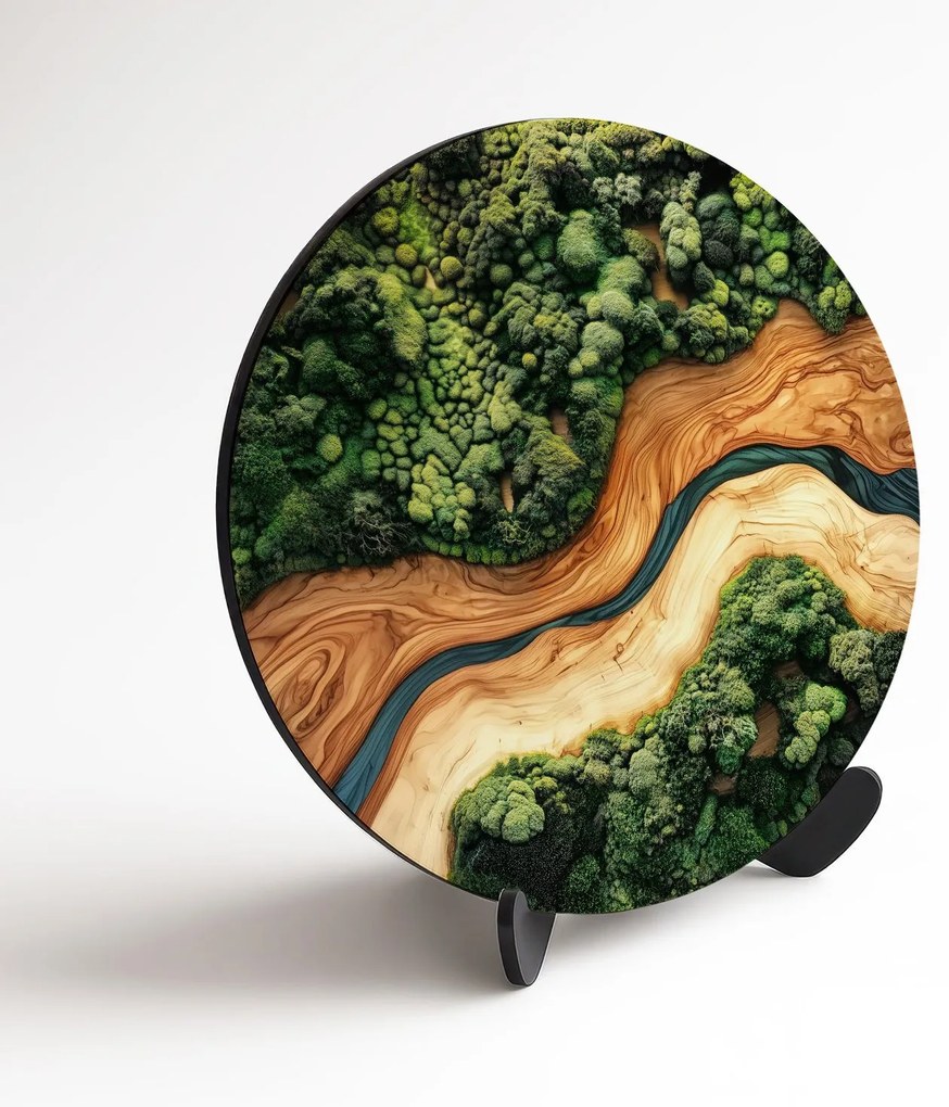 DUBLEZ | Kruhový obraz z dreva - Mach v epoxide