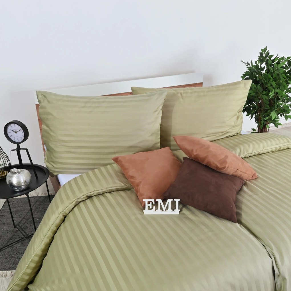 Obliečky damaškové hnedo-olivové EMI: Vankúš 70x90