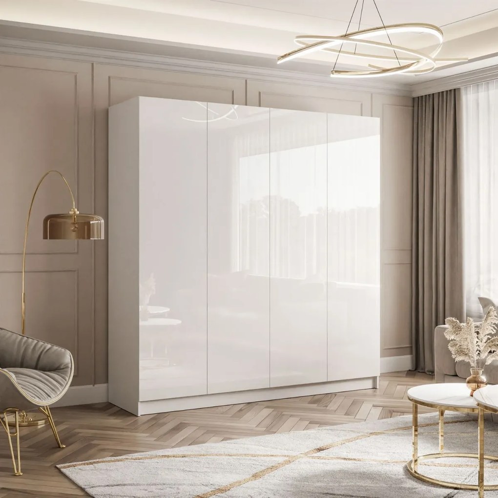 ŠATNÍKOVÁ SKRIŇA BLANCA BIELÝ LESK 4D PUSH