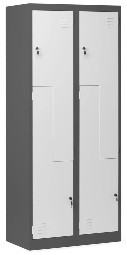 Kovová skriňa typu "L" JULIA, 800 x 1850 x 450 mm, antracitovo-biela
