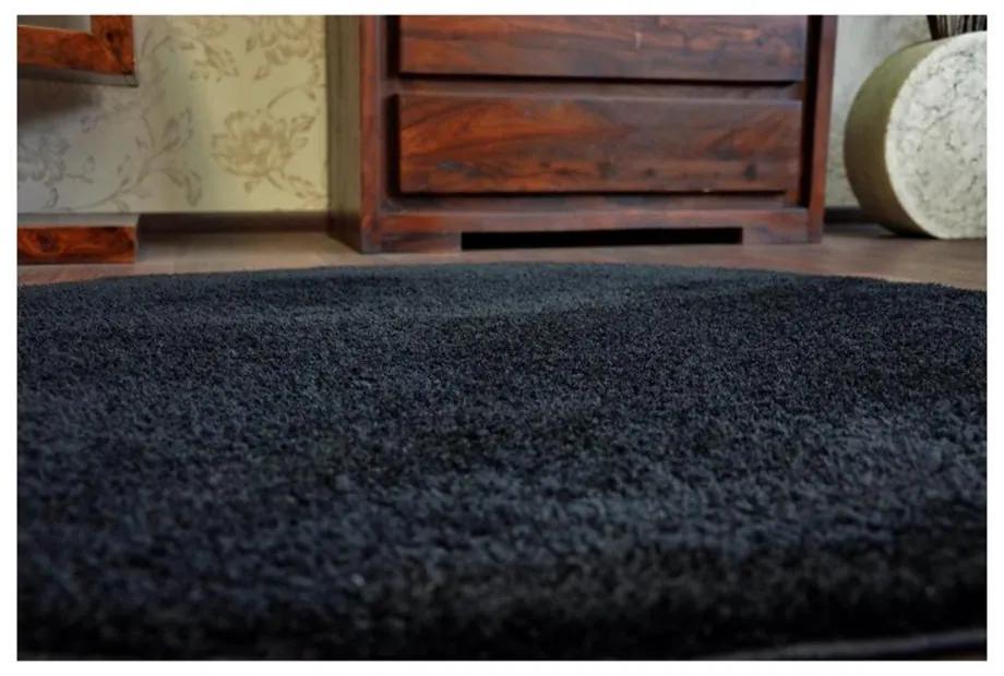 Luxusný kusový koberec Shaggy Azra čierny kruh 100cm