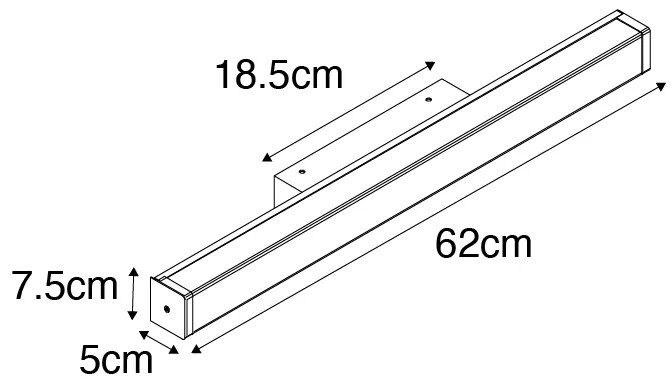 Kúpeľňová nástenná lampa mosadz 62 cm vrátane LED IP44 - Cascada