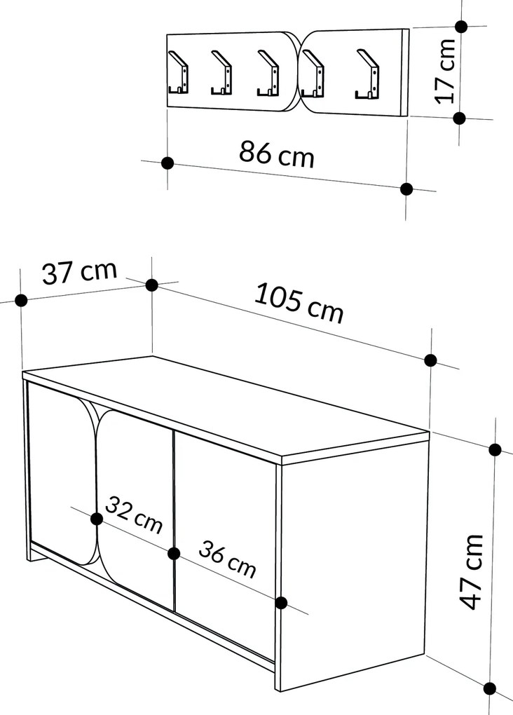 Předsíňová stěna Houseland Moni bílá/dub tmavý